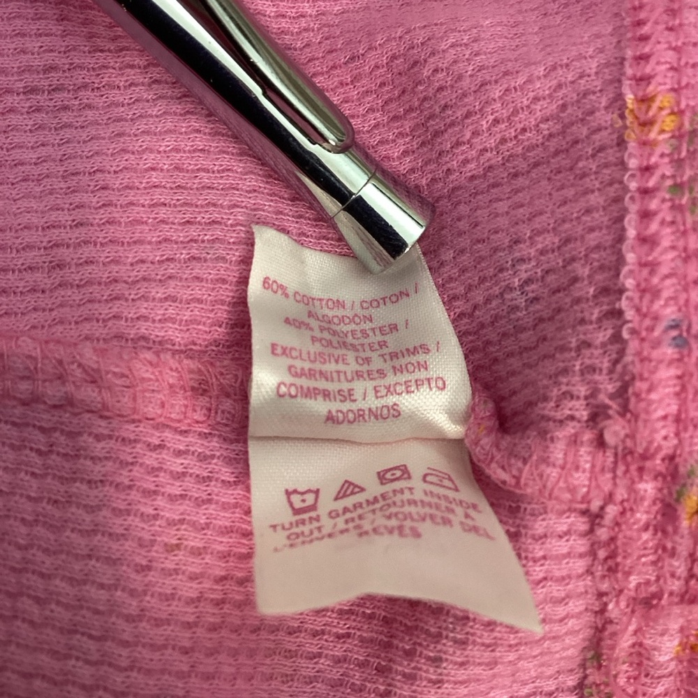 PINK Victoria's Secret Retro Pink Top Floral Long Sleeve with Front Button Sz M - Picture 12 of 13
